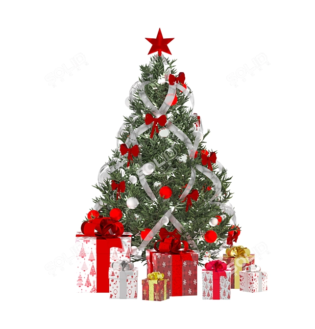 Festive Christmas Tree Set | Decorations & Gifts 3D model image 2