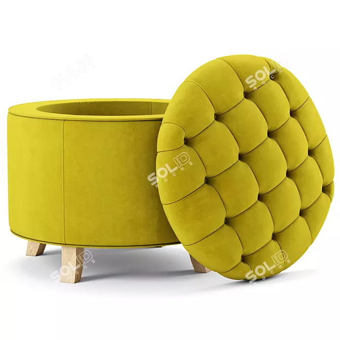 Modern Tufted Storage Ottoman 3D model image 1