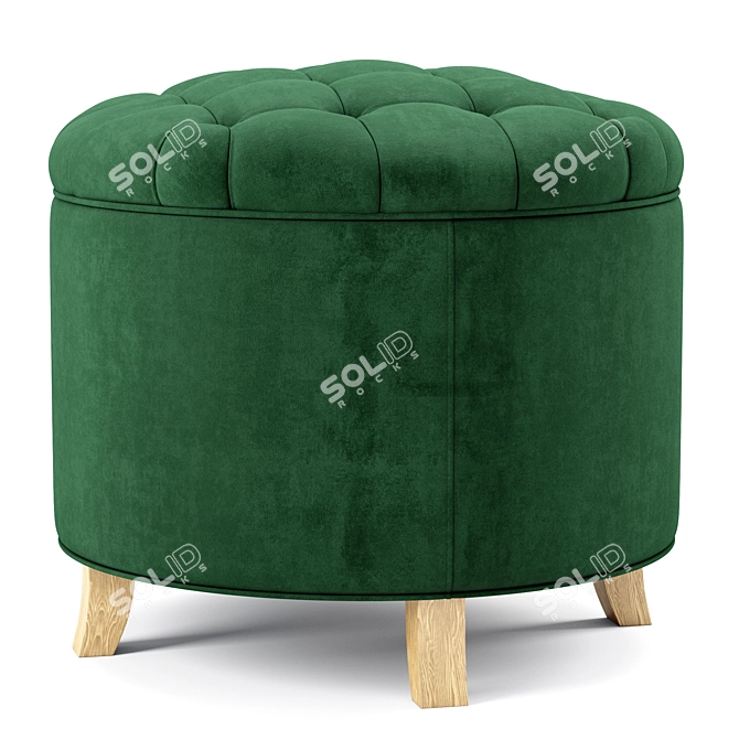 Modern Tufted Storage Ottoman 3D model image 3