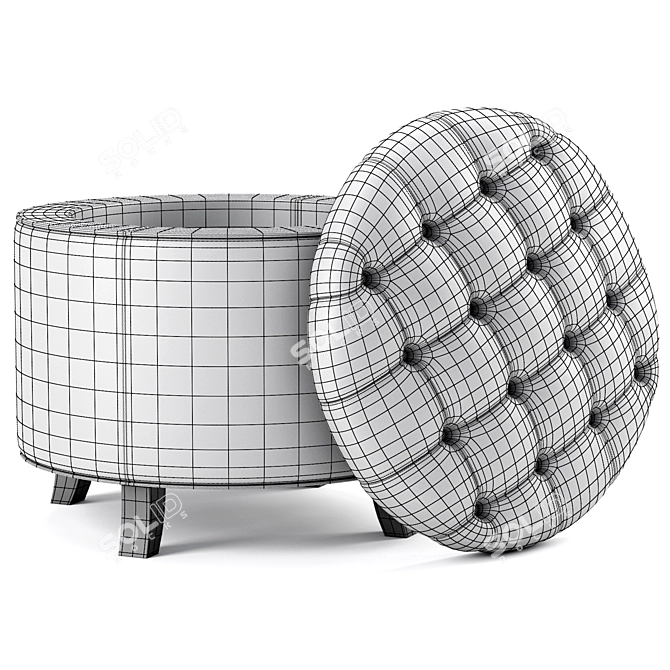 Modern Tufted Storage Ottoman 3D model image 5