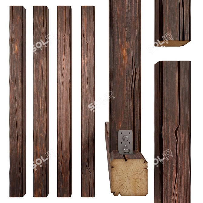 Large Wooden Beams for Sturdy Structures 3D model image 1