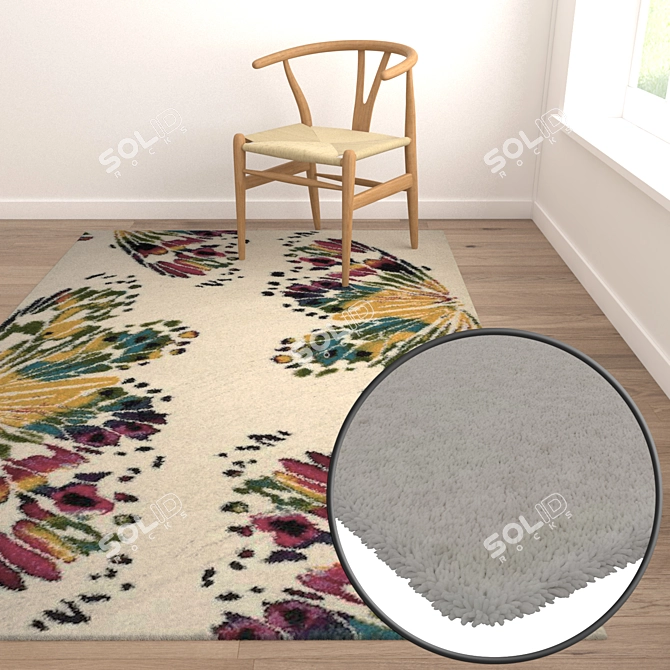 Luxury Textured Carpets Set 3D model image 5