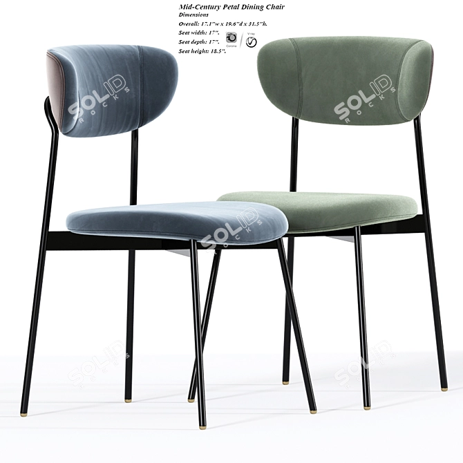 Elegant Petal Dining Chair 3D model image 2