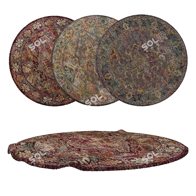 Round Carpet Set: Versatile and Realistic 3D model image 1