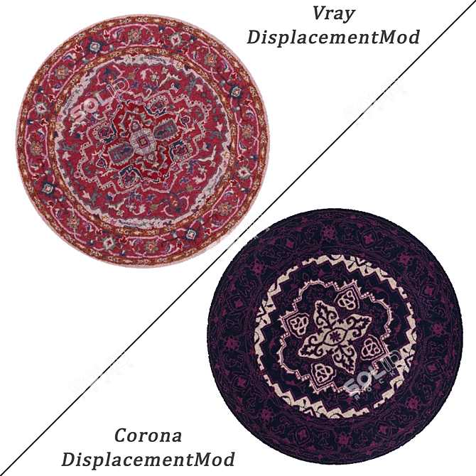 Versatile Round Carpets Set 3D model image 2