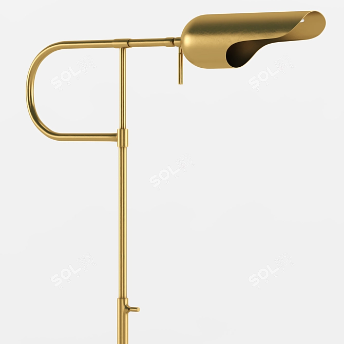 Lucien Adjustable Floor Lamp: Polished Nickel & Antique Brass 3D model image 2