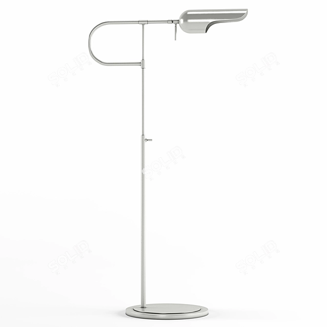 Lucien Adjustable Floor Lamp: Polished Nickel & Antique Brass 3D model image 3