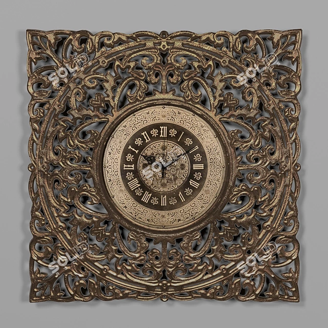 Vintage Bronze Wall Clock 3D model image 1