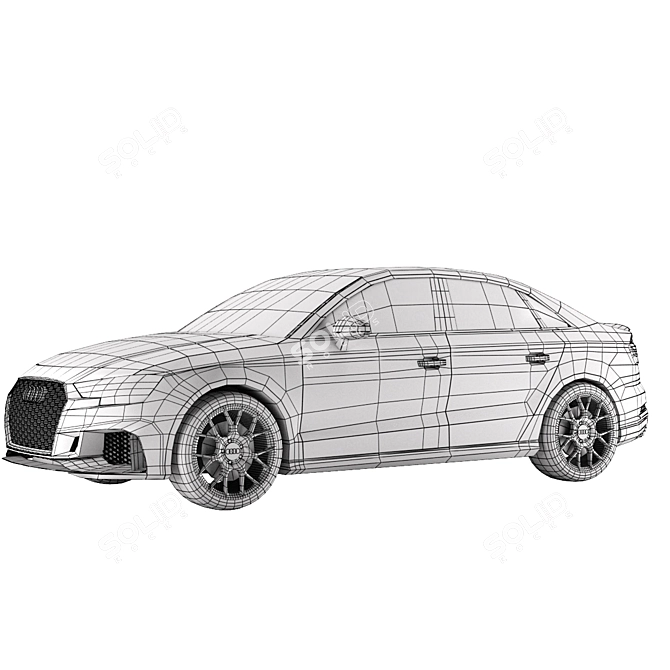 Game-Ready 2017 Audi RS3: Realistic Low-Poly Sedan 3D model image 1