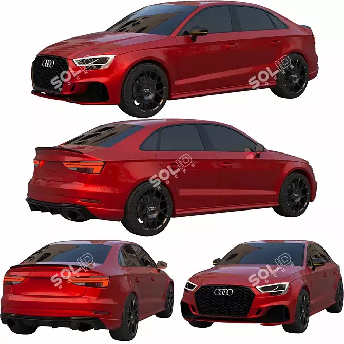 Game-Ready 2017 Audi RS3: Realistic Low-Poly Sedan 3D model image 6