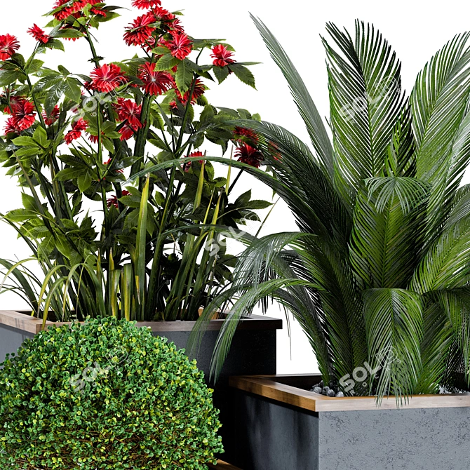 Elegant Floral Planter Box 3D model image 2