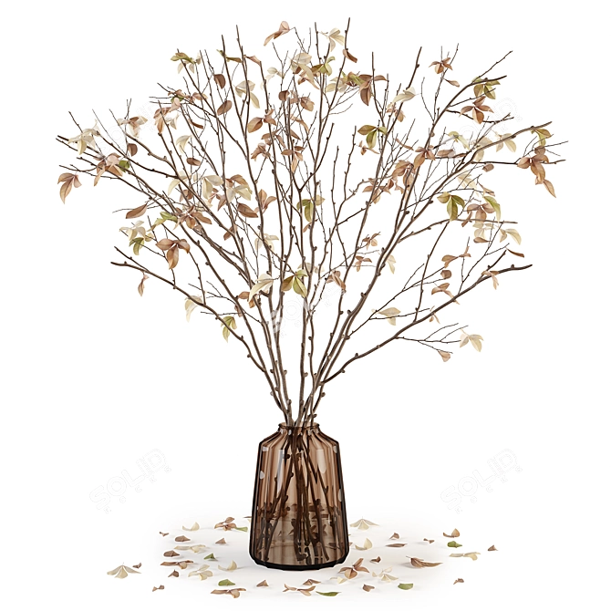 Elegant Vase with Branches 3D model image 1