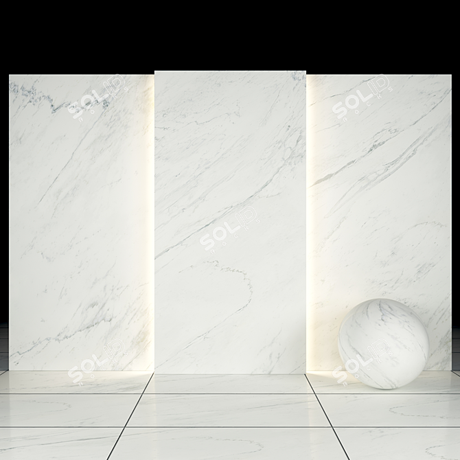 Elegant White Marble Slabs & Tiles 3D model image 1