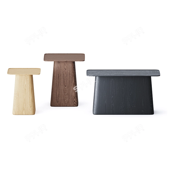 Versatile Wood & Metal Side Tables 3D model image 4