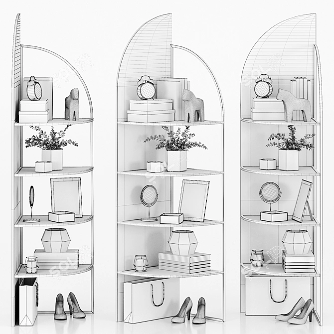 Minimalist Corner Shelving Palazzo 3D model image 2