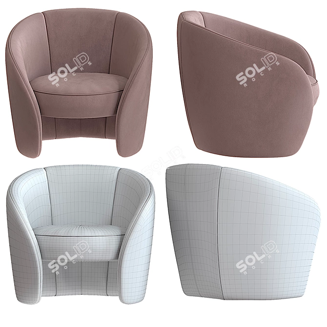 Elegant Pearl Pink Accent Armchair 3D model image 3