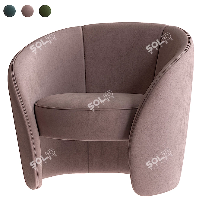 Elegant Pearl Pink Accent Armchair 3D model image 6