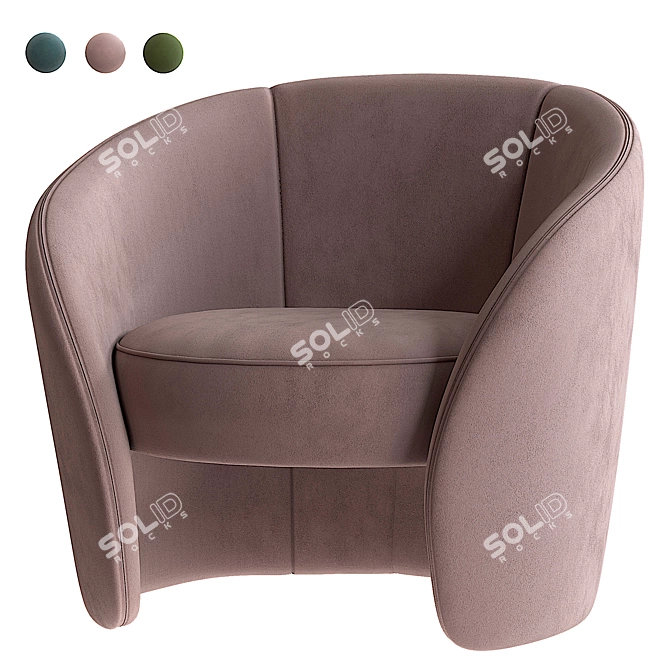 Elegant Pearl Pink Accent Armchair 3D model image 7