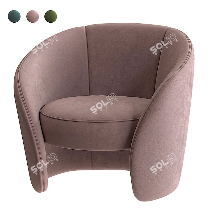 Elegant Pearl Pink Accent Armchair 3D model image 13