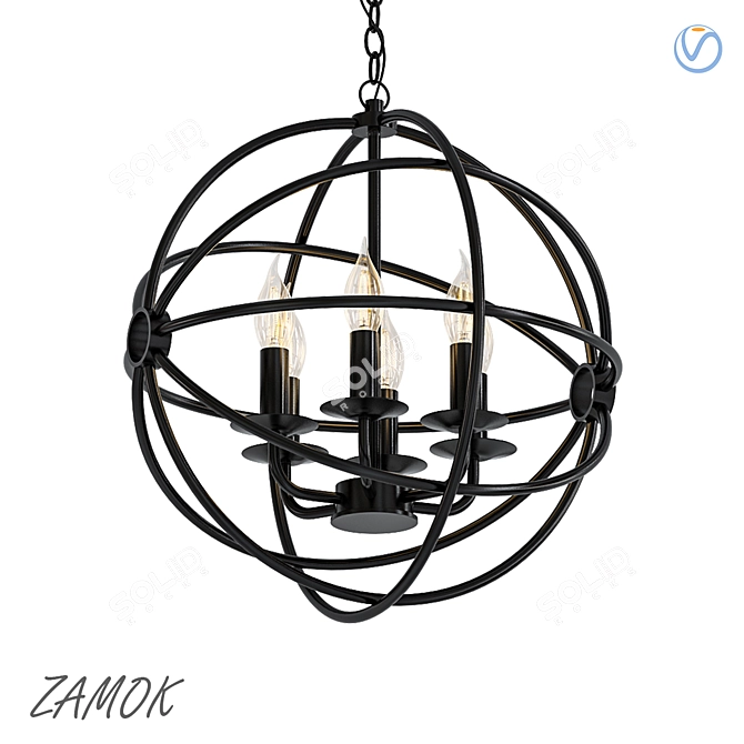 Modern Zamok Pendant Light 3D model image 1