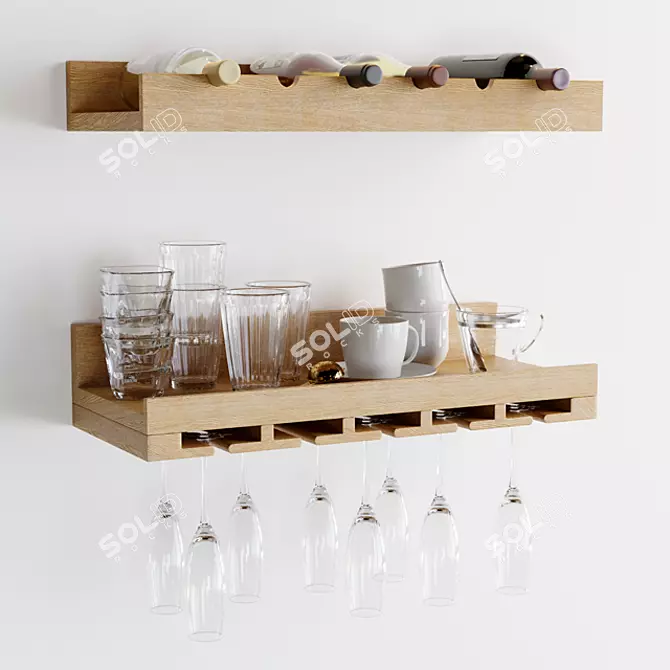 Elegant Wine Glass Shelf 3D model image 1