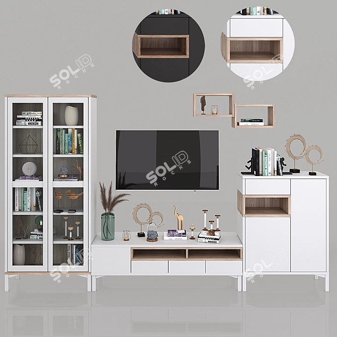 Lazurit Roomers TV Wall Unit: Stylish and Practical 3D model image 1