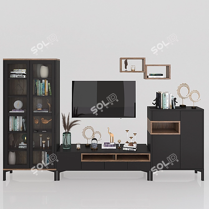 Lazurit Roomers TV Wall Unit: Stylish and Practical 3D model image 2