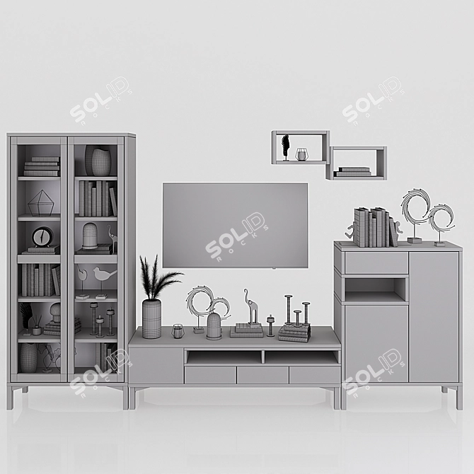 Lazurit Roomers TV Wall Unit: Stylish and Practical 3D model image 3