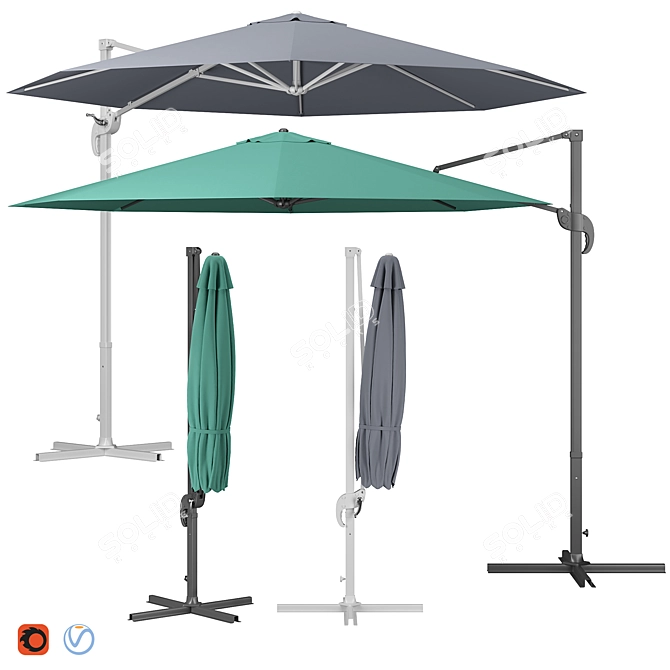 Octagonal Cantilever Parasol 3D model image 1