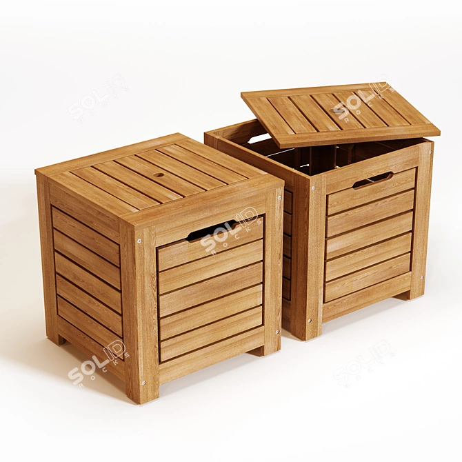 Acacia Garden Bench with Storage Boxes 3D model image 4