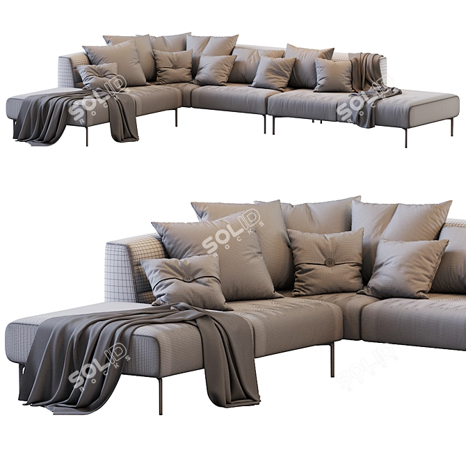 Modern Leather Sofa Zanotta BOTERO 3D model image 5