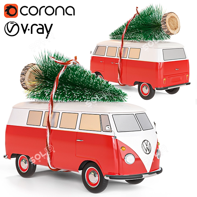 Christmas VW T1 Toy Car 3D model image 1