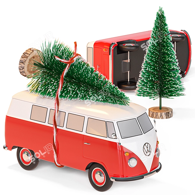 Christmas VW T1 Toy Car 3D model image 2