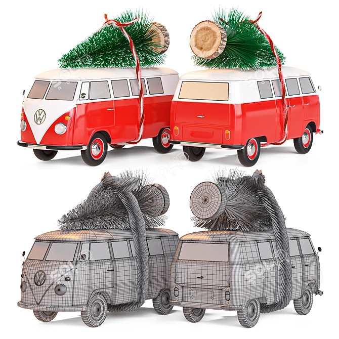 Christmas VW T1 Toy Car 3D model image 3