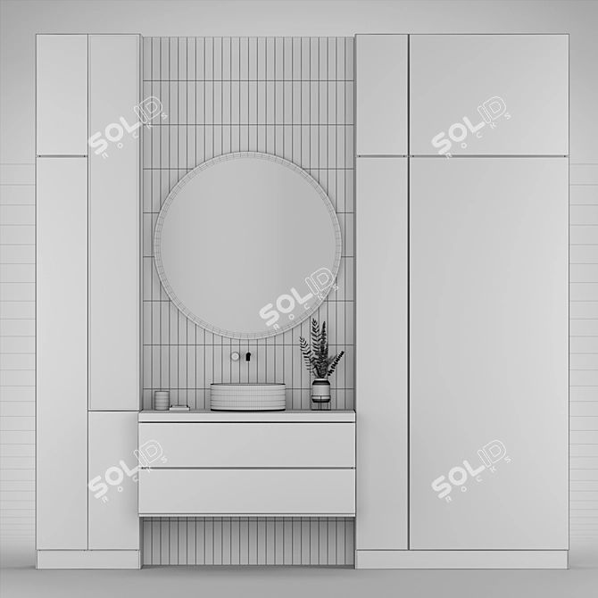 Modern Bathroom Set: Vanity, Mirror, Tiles 3D model image 2