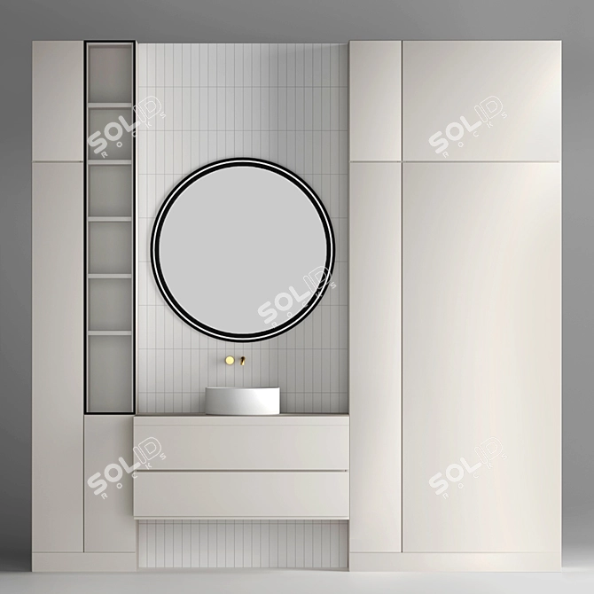 Modern Bathroom Set: Vanity, Mirror, Tiles 3D model image 6