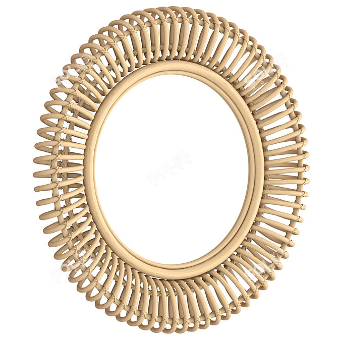 Natural Round Rattan Mirror 3D model image 3