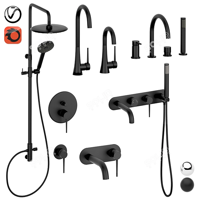 Cezares Tink Bathroom Fixture Set 3D model image 1