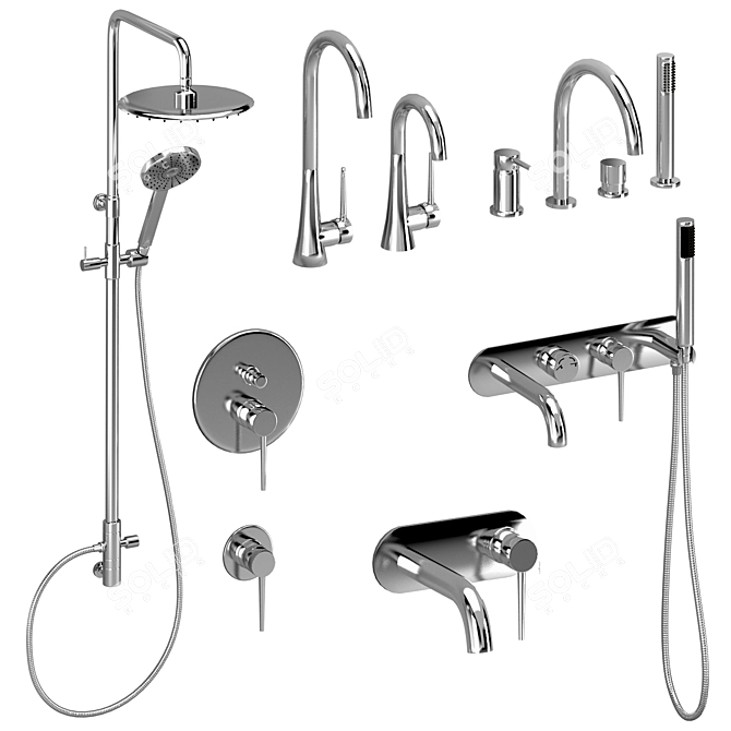 Cezares Tink Bathroom Fixture Set 3D model image 3