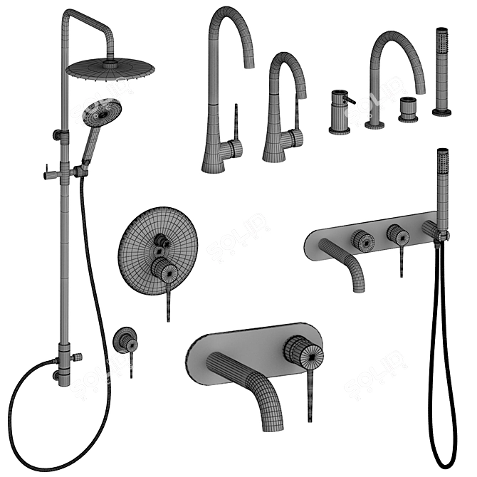 Cezares Tink Bathroom Fixture Set 3D model image 5