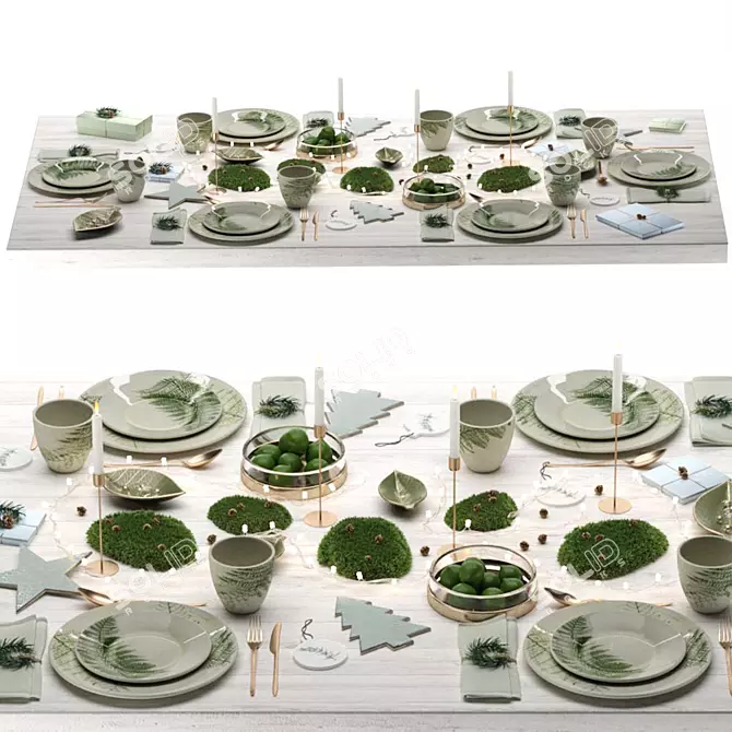 Winter Serving Set: Polys: 640 594, Verts: 798 319 3D model image 1