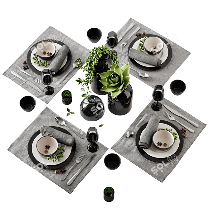 Elegant Table Setting Set 3D model image 2