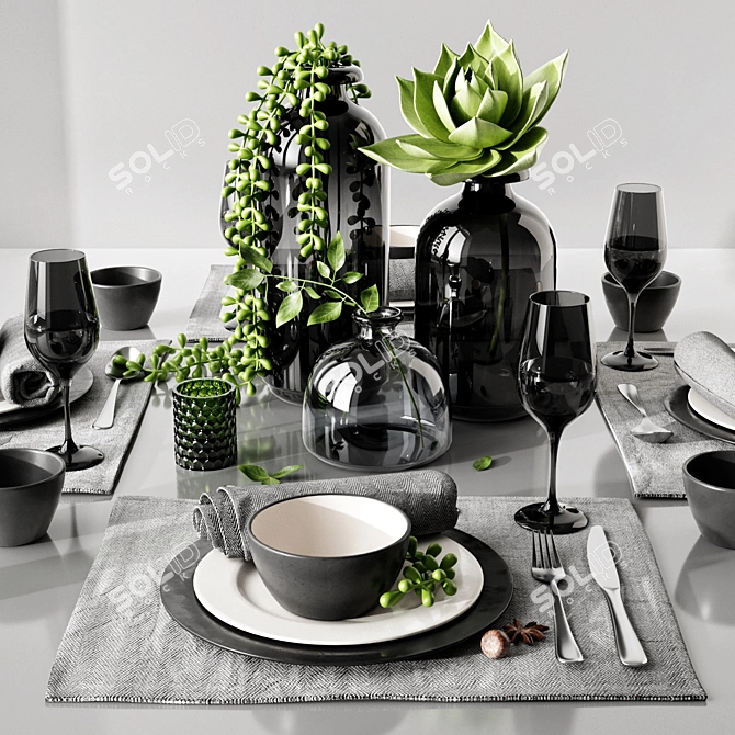 Elegant Table Setting Set 3D model image 3