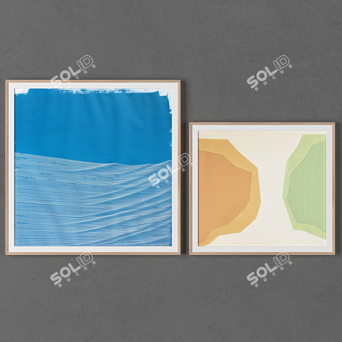 Modern Art Frame Set: 2 Frames, Assorted Sizes & Textures 3D model image 1