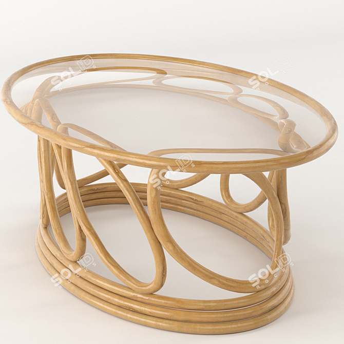 Elegant Rattan Coffee Table 3D model image 1