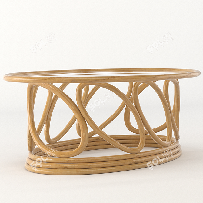 Elegant Rattan Coffee Table 3D model image 2