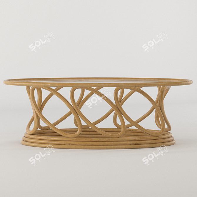 Elegant Rattan Coffee Table 3D model image 3