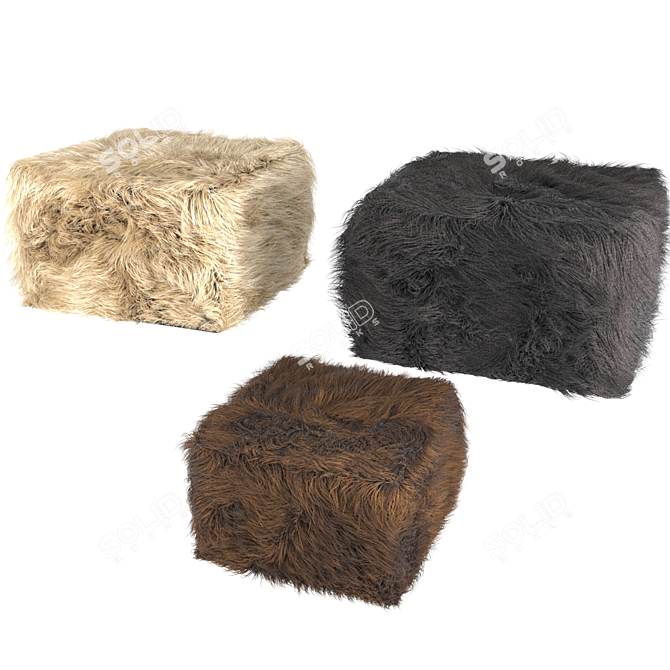 Cozy Wool Pouf Carito 3D model image 1