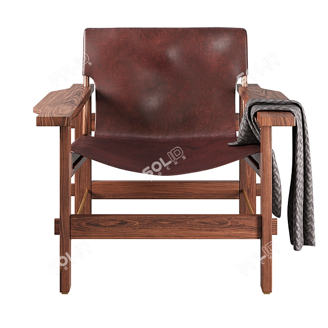 Luxurious Leather Sling Chair 3D model image 2