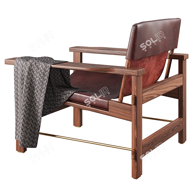 Luxurious Leather Sling Chair 3D model image 3